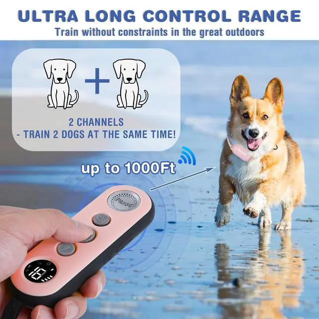 Alt view image 4 of 7 - Dog Shock Collar, Waterproof Dog Training Collar with Remote 1000FT, Rechargeable Electric Shock Collar for Large Medium Small Dogs (8-120 Lbs), 3 Training Modes, Beep, Vibration, Safe Shock