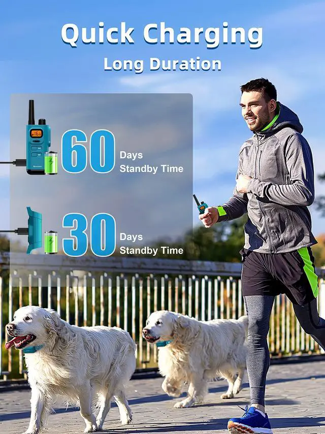 Alt view image 5 of 7 - Dog Training Collar with Remote - 4000ft Waterproof Dog Shock Collars 2 Dogs for Large Medium Small Dogs Rechargeable E Collars for Dogs Training with Beep Vibration Humane Shock(1-16) Mode
