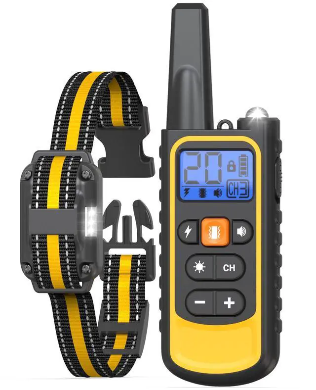 Main image of Dog Shock Collar with Remote Control for Small Medium Large Dogs, 3300FT Waterproof Rechargeable Dog Training Collar with 20 Adjustable Shock & Vibration Levels, Beep, LED Light & Safety Lock