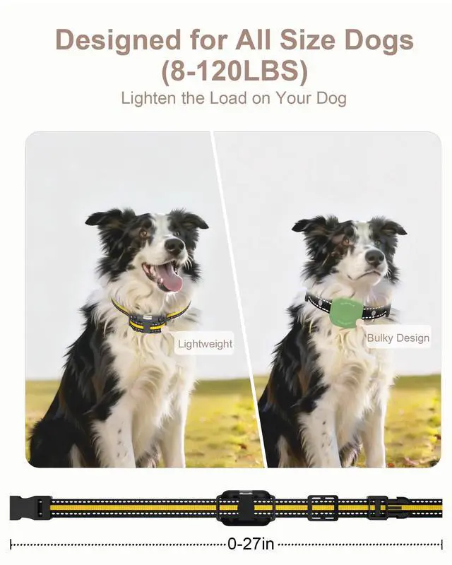 Alt view image 5 of 7 - Dog Shock Collar with Remote Control for Small Medium Large Dogs, 3300FT Waterproof Rechargeable Dog Training Collar with 20 Adjustable Shock & Vibration Levels, Beep, LED Light & Safety Lock