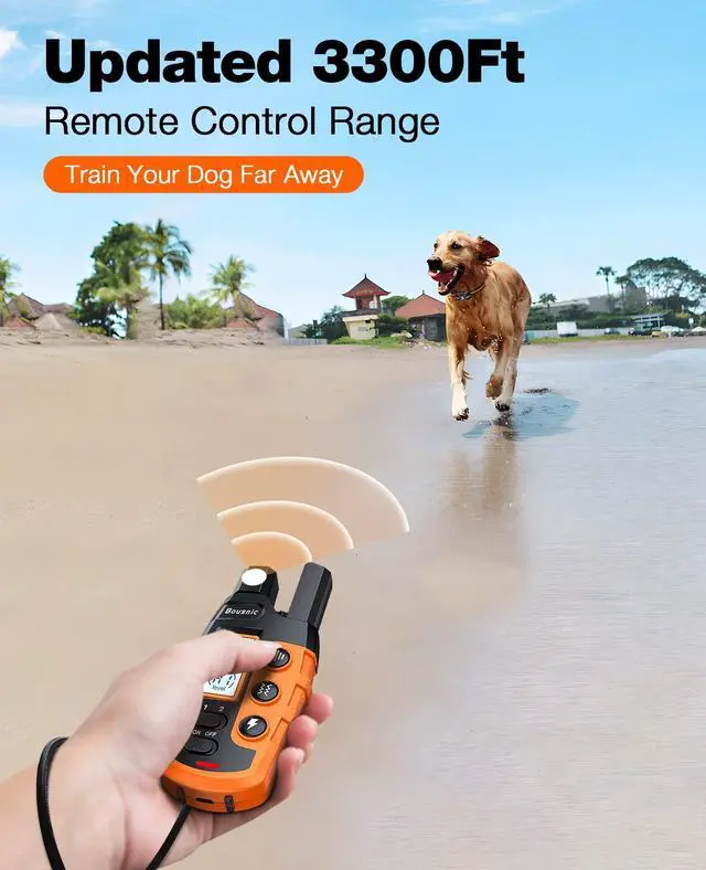Alt view image 3 of 7 - Dog Shock Collar - 3300Ft Dog Training Collar with Remote for 5-120lbs Small Medium Large Dogs Rechargeable Waterproof e Collar with Beep (1-8), Vibration(1-16), Safe Shock(1-99) (Orange)