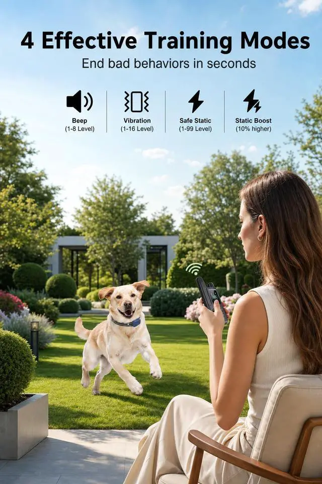 Alt view image 2 of 5 - Dog Training Collar with Remote for 10-120lbs