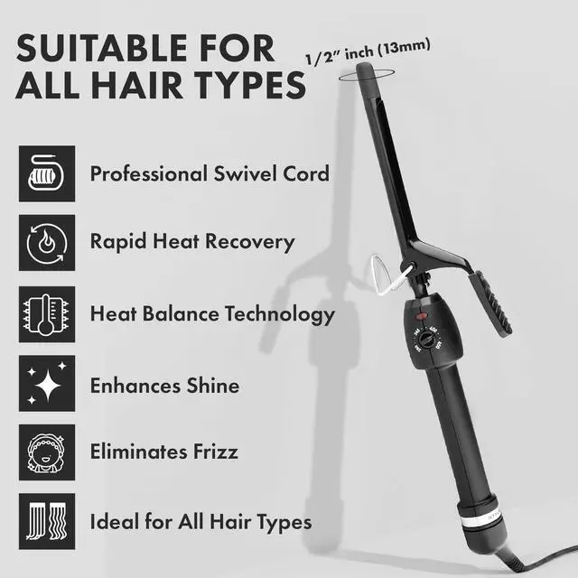 Alt view image 6 of 7 - Stay-Temp Black Gold Ceramic 1/2 Curling Iron