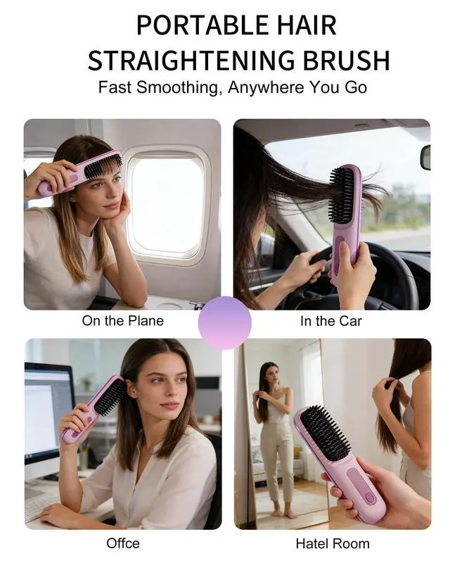 Alt view image 5 of 7 - Go Brush Pro for Short Hair, Cordless Hair Straightener Brush (Blue)