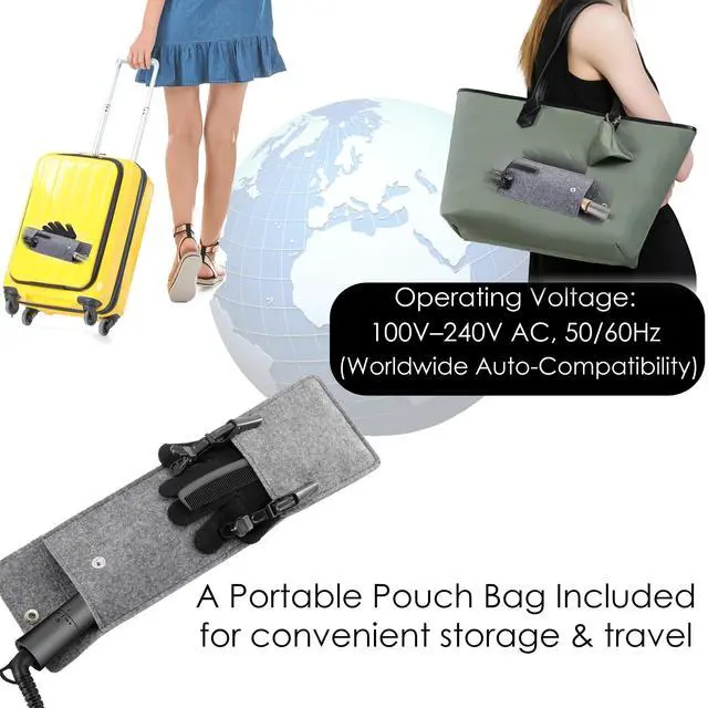 Alt view image 7 of 7 - Ceramic Tourmaline Hair Straighteners LCD Flat Iron MCH 10s Fast Heating Up. 1" Smooth 3D Floating Plate Healthy Straightening Tools. Travel Pouch Bag. Dual Voltage. Luxury Gift Box. Black