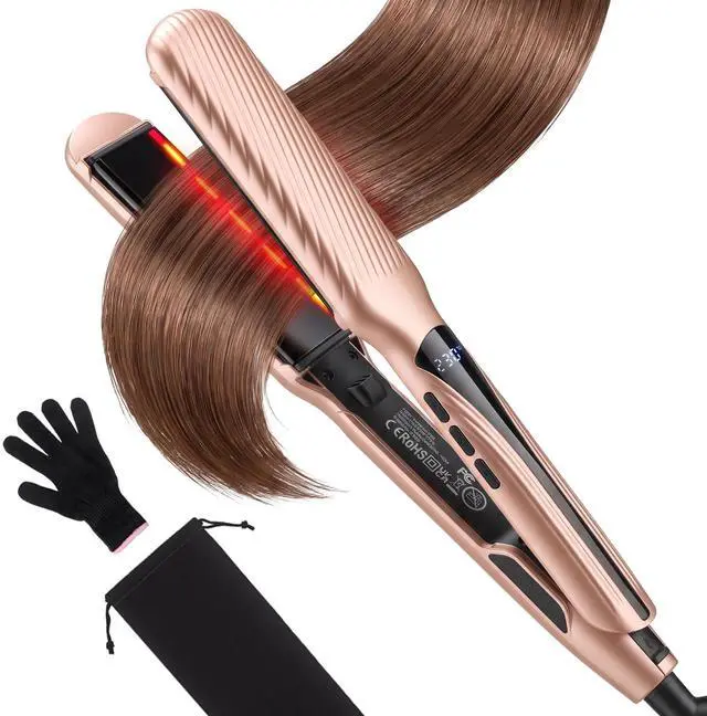 Main image of Flat Iron Hair Straightener with 1.6" Infrared Ceramic Wide Plates