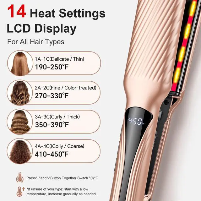 Alt view image 5 of 6 - Flat Iron Hair Straightener with 1.6" Infrared Ceramic Wide Plates