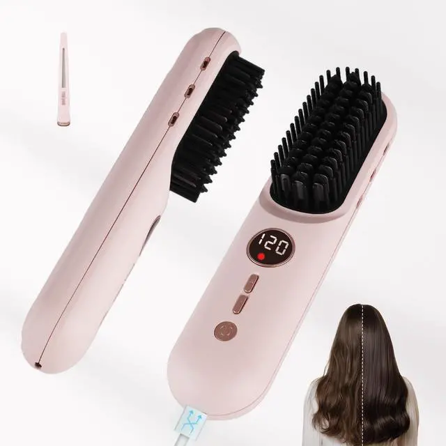 Main image of Cordless Hair Straightener Brush, 2 in 1 Straightening & Curling