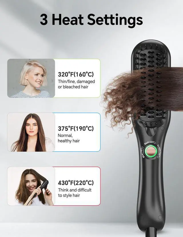 Alt view image 6 of 6 - Mini Hair Straightener Brush, Ionic Heated Comb for Frizz-Free Styling, Compact Dual Voltage Travel Flat Iron Comb for Short & Medium Hair, Fast Heat Ceramic Brush, Black