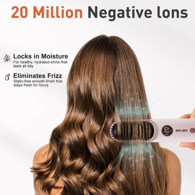 Alt view image 3 of 6 - Cordless Hair Straightener Brush, 2 in 1 Straightening & Curling
