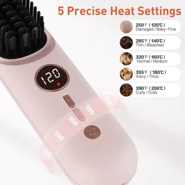 Alt view image 4 of 6 - Cordless Hair Straightener Brush, 2 in 1 Straightening & Curling