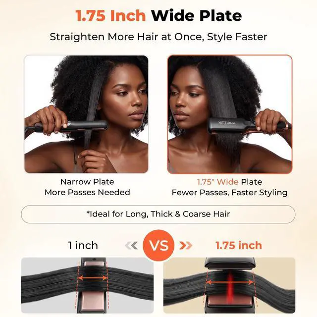 Alt view image 2 of 7 - 1.75 Wide Ceramic Hair Straightener for Long Hair, Fast Styling