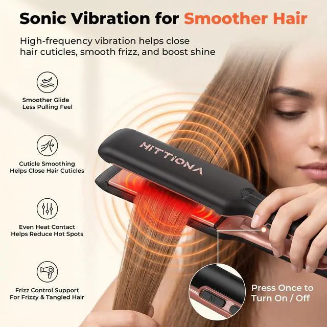 Alt view image 5 of 7 - 1.75 Wide Ceramic Hair Straightener for Long Hair, Fast Styling