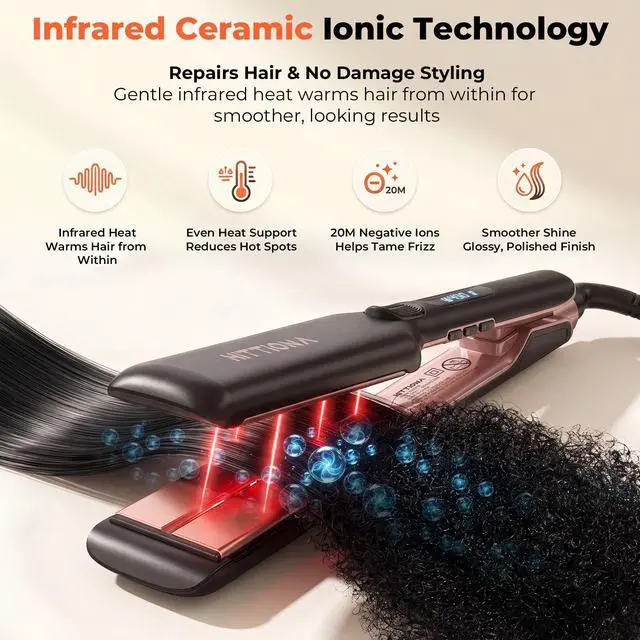 Alt view image 4 of 7 - 1.75 Wide Ceramic Hair Straightener for Long Hair, Fast Styling