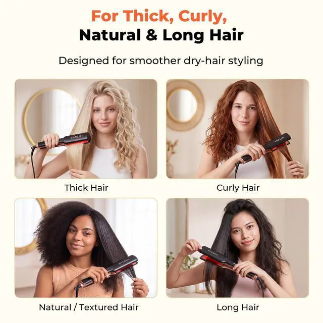 Alt view image 6 of 7 - 1.75 Wide Ceramic Hair Straightener for Long Hair, Fast Styling