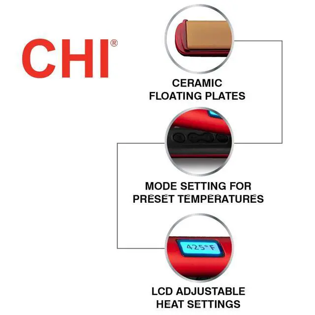 Alt view image 3 of 4 - Original Digital Ceramic Hair Straightener 1", Hairstyling Iron, Delivers Shiny Smooth Results, Even Heat for Less Damage, Ruby Red