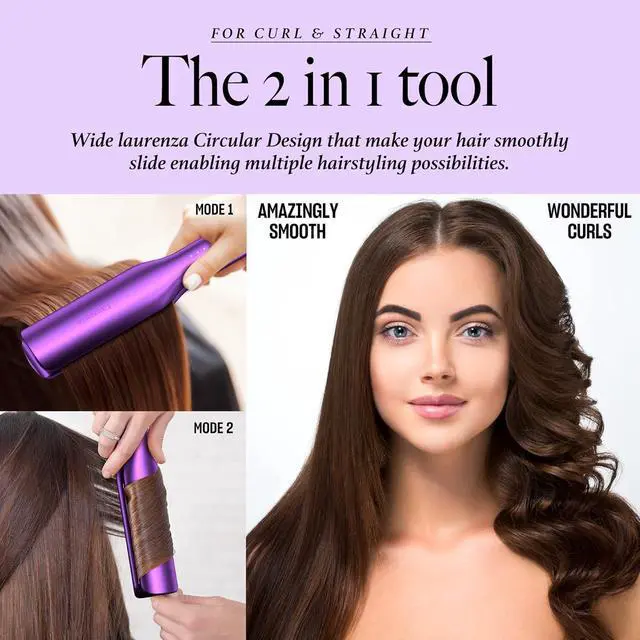 Alt view image 5 of 7 - 2-Inch Wide Flat Iron Hair Straightener and Curler with 20M Anions