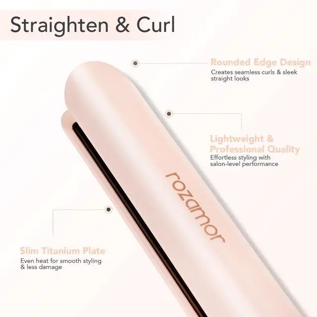 Alt view image 2 of 7 - Titanium Hair Straightener, 1 Inch Flat Iron for Curling & Straightening