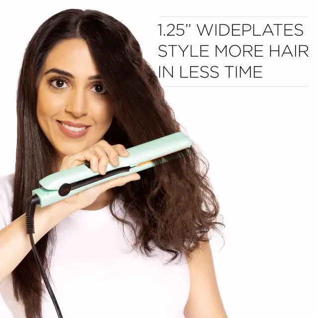 Alt view image 4 of 7 - Original Flat Iron Hair Straightener, Ceramic Floating Plates for Smooth Finish, Quick Heat Up Styling Tool, Adjustable Heat Settings, 1.25", Mint Mojito
