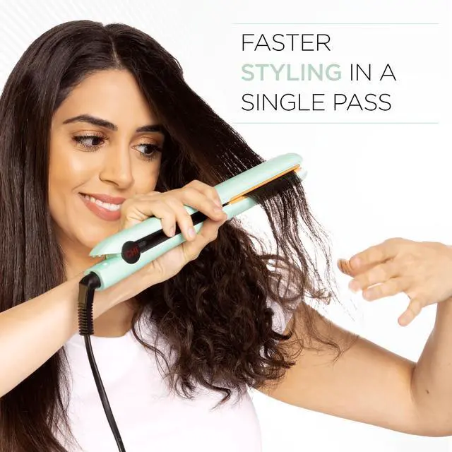 Alt view image 5 of 7 - Original Flat Iron Hair Straightener, Ceramic Floating Plates for Smooth Finish, Quick Heat Up Styling Tool, Adjustable Heat Settings, 1.25", Mint Mojito