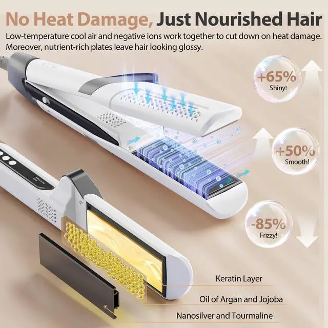 Alt view image 3 of 7 - Hair Air Straightener, 100-240V Dual Voltage Wet to Dry Straightener