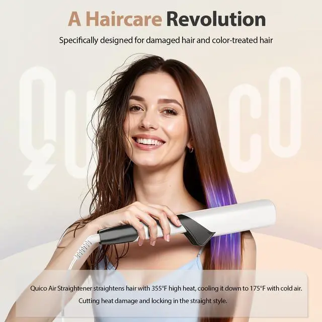 Alt view image 2 of 7 - Hair Air Straightener, 100-240V Dual Voltage Wet to Dry Straightener