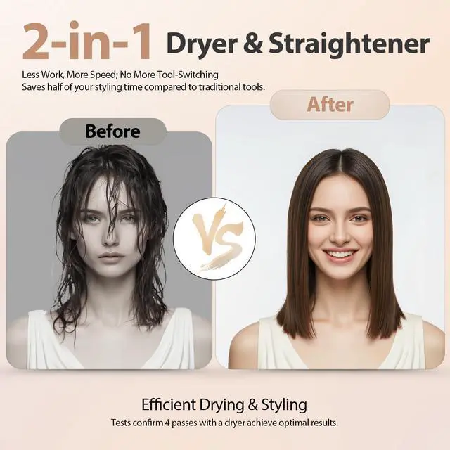 Alt view image 4 of 7 - Hair Air Straightener, 100-240V Dual Voltage Wet to Dry Straightener