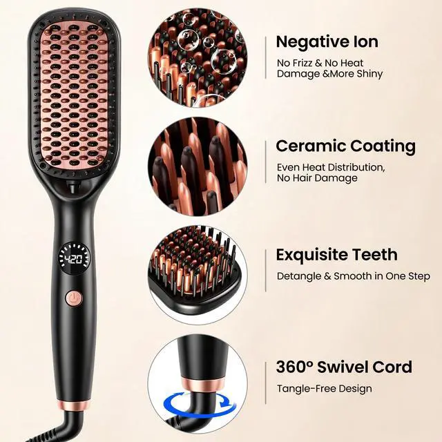 Alt view image 3 of 7 - Hair Straightener Brush, Black