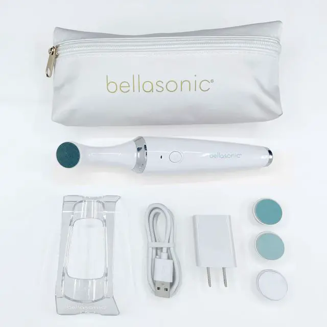 Alt view image 4 of 7 - 4-in-1 Rechargeable Electric Nail File Set with Travel Pouch Unique Oscillating Head Shape, Smooth, Buff & Shine Nails Remove Cuticles & Calluses (White/Silver)