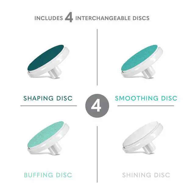 Alt view image 5 of 7 - 4-in-1 Rechargeable Electric Nail File Set with Travel Pouch Unique Oscillating Head Shape, Smooth, Buff & Shine Nails Remove Cuticles & Calluses (White/Silver)
