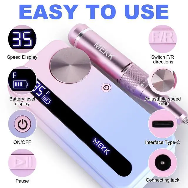 Alt view image 5 of 7 - Professional Nail Drill, 35000RPM E-File for Acrylic Gel Nails