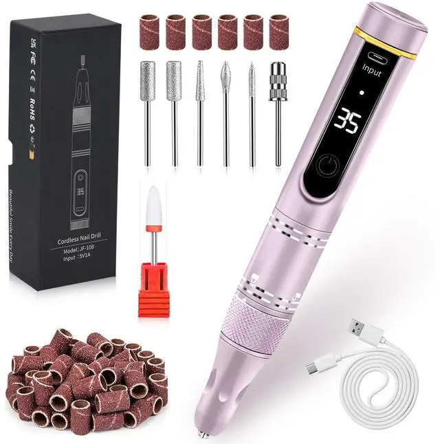 Main image of Nail Drill Professional Drill Nails Cordless 35000RPM E Filer for Nails Electric Nail Drill Wireless Nail File Drill Rechargeable Electric Nail File for Acrylic Gel Nails