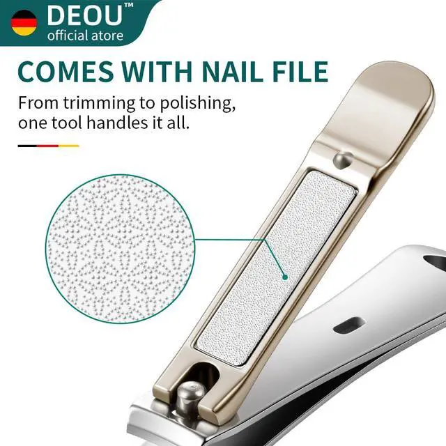Alt view image 5 of 7 - 3-in-1 Professional Nail Clipper Set - Stainless Steel Large/Medium Flat-Edge Clippers with Built-in Nail File, Champagne-Colored Nail Care Tools, Exquisitely Gift-Packaged for Home & Travel Use