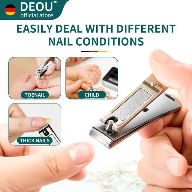 Alt view image 3 of 7 - 3-in-1 Professional Nail Clipper Set - Stainless Steel Large/Medium Flat-Edge Clippers with Built-in Nail File, Champagne-Colored Nail Care Tools, Exquisitely Gift-Packaged for Home & Travel Use