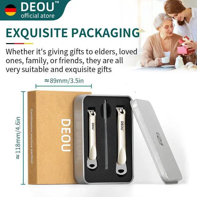 Alt view image 6 of 7 - 3-in-1 Professional Nail Clipper Set - Stainless Steel Large/Medium Flat-Edge Clippers with Built-in Nail File, Champagne-Colored Nail Care Tools, Exquisitely Gift-Packaged for Home & Travel Use