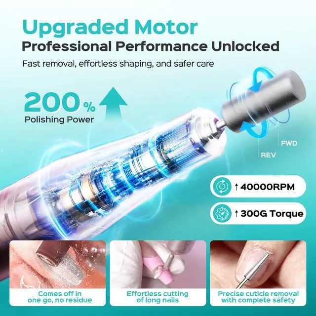 Alt view image 3 of 7 - E51 Electric Nail Drill, Professional for Nail Art Practice