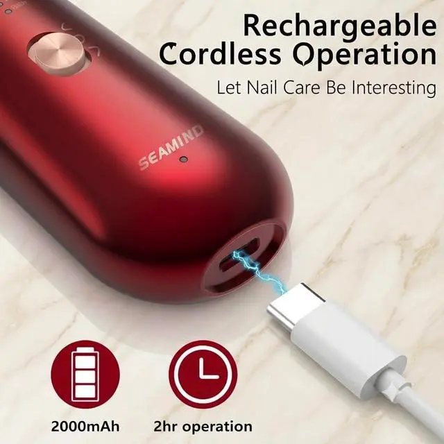 Alt view image 4 of 7 - 5-in-1 Electric Nail File Kit, Cordless Manicure Pedicure Set, Red