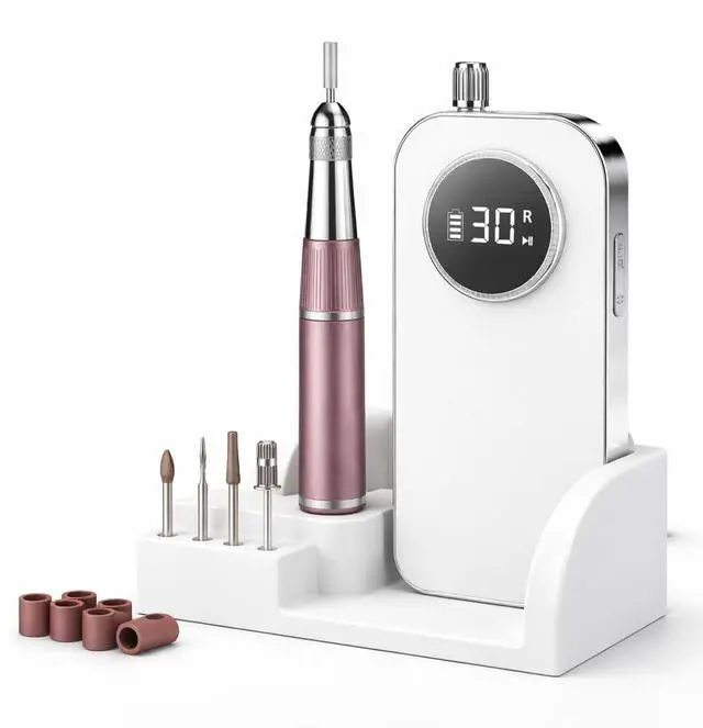Main image of 45000 RPM Nail Drill - Brushless Cordless Efile LCD Display & Heat Reduction Tech for Acrylic Gel Nails (White)