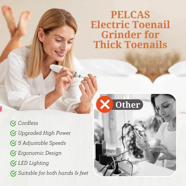 Alt view image 3 of 7 - Electric Toenail Grinder for Thick Toenails, 5 Speeds & LED Light