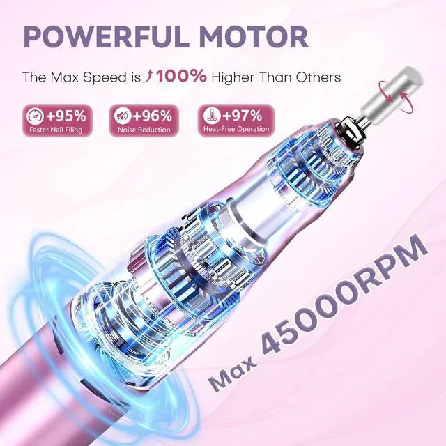 Alt view image 2 of 7 - Nail Drill, Electric Nail File, Acrylic Gel Polish Remover,45000 RPM