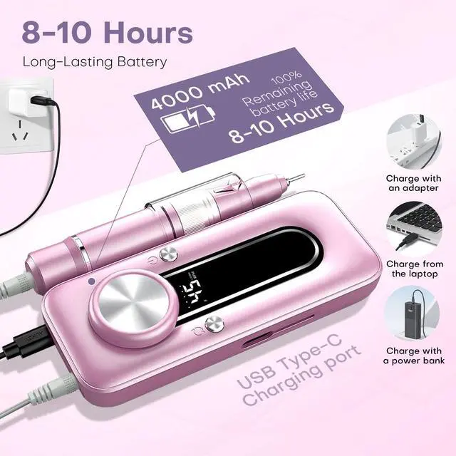 Alt view image 4 of 7 - Nail Drill, Electric Nail File, Acrylic Gel Polish Remover,45000 RPM