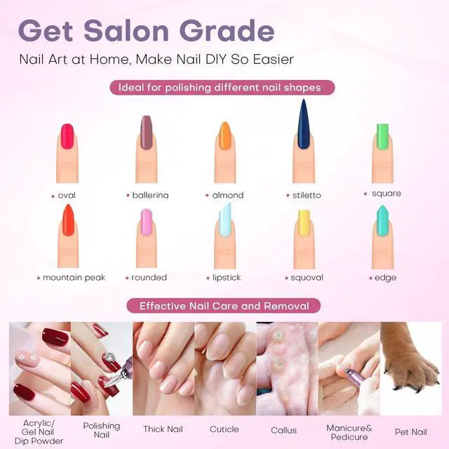 Alt view image 6 of 7 - Nail Drill, Electric Nail File, Acrylic Gel Polish Remover,45000 RPM