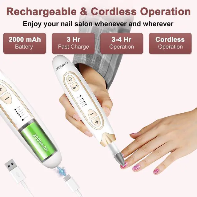 Alt view image 4 of 7 - Toenail Grinder for Thick Toenails, Electric Manicure Pedicure Set