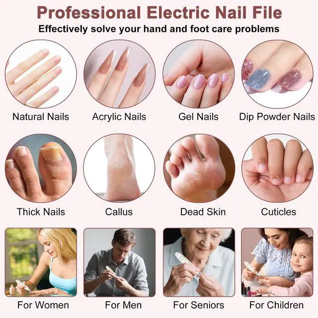 Alt view image 6 of 7 - Toenail Grinder for Thick Toenails, Electric Manicure Pedicure Set