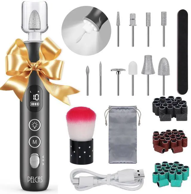 Main image of Electric Nail Grinder, 10 Speeds Cordless Nail Drill with LED Light
