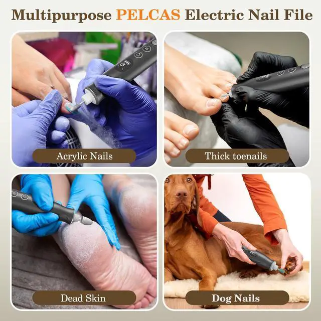 Alt view image 6 of 7 - Electric Nail Grinder, 10 Speeds Cordless Nail Drill with LED Light