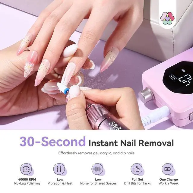 Alt view image 2 of 7 - Nail Drill Professional 40000RPM 30S Fast Removal for Acrylic Nail
