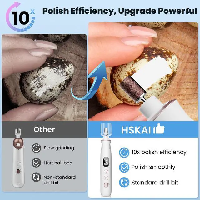 Alt view image 2 of 7 - Electric Nail File Drill, Cordless Toe Nail Grinder for Thick Toenails & Callus, 10-Speed 2000mAh Rechargeable Nail Filer, 50Pcs Manicure Pedicure Kit with LED Lamp, Gifts for Men Women