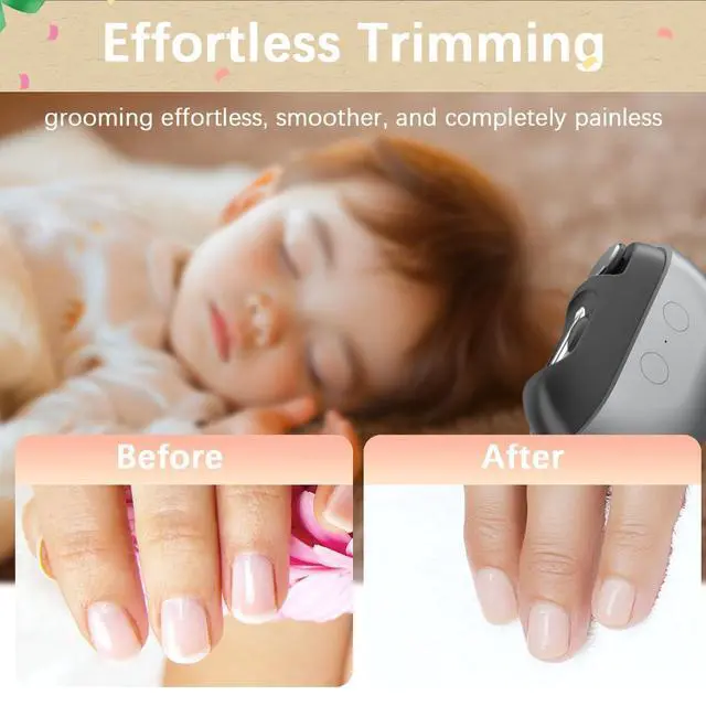Alt view image 2 of 7 - Electric Nail Clipper with Polishing, 3-in-1 Automatic Nail Trimmer with LED Light & Nail Scraps Storage, Painless Grooming for Adults, Women, Men and Kids (Matte Gray & Black)