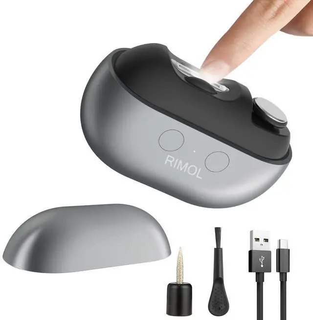 Main image of Electric Nail Clipper with Polishing, 3-in-1 Automatic Nail Trimmer with LED Light & Nail Scraps Storage, Painless Grooming for Adults, Women, Men and Kids (Matte Gray & Black)